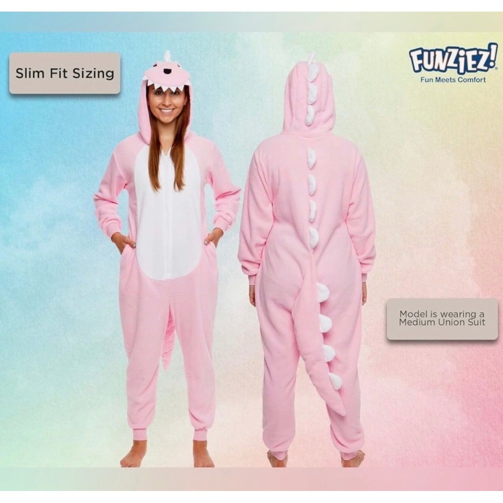 Adult Pink Dinosaur Halloween Costume Full Body Suit Size Small